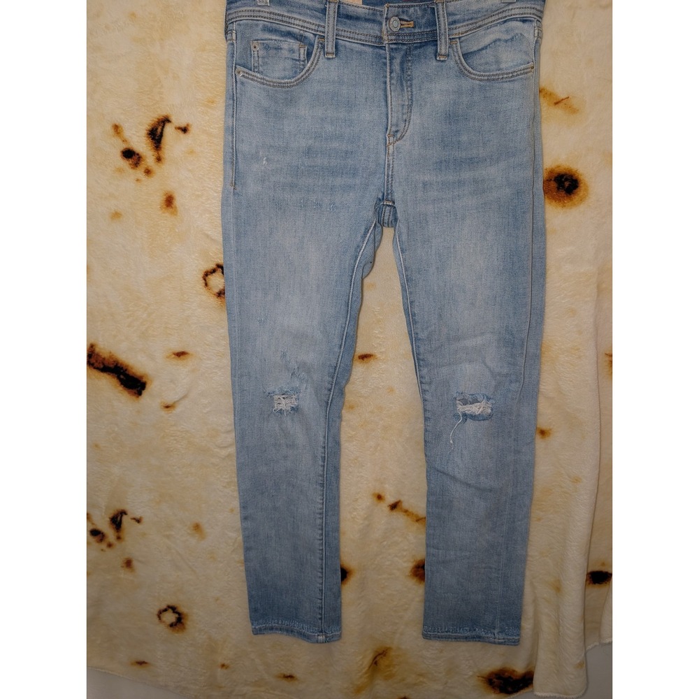 Pilcro Jeans Womens 26 Blue Skinny Distressed Light Wash Stretch Denim Mid Rise